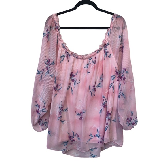 Lane Bryant Pink Pleated Floral Blouse size 26/28 - Picture 10 of 10